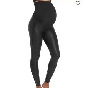 Spanx Maternity High-Waist Faux Leather Leggings - Black